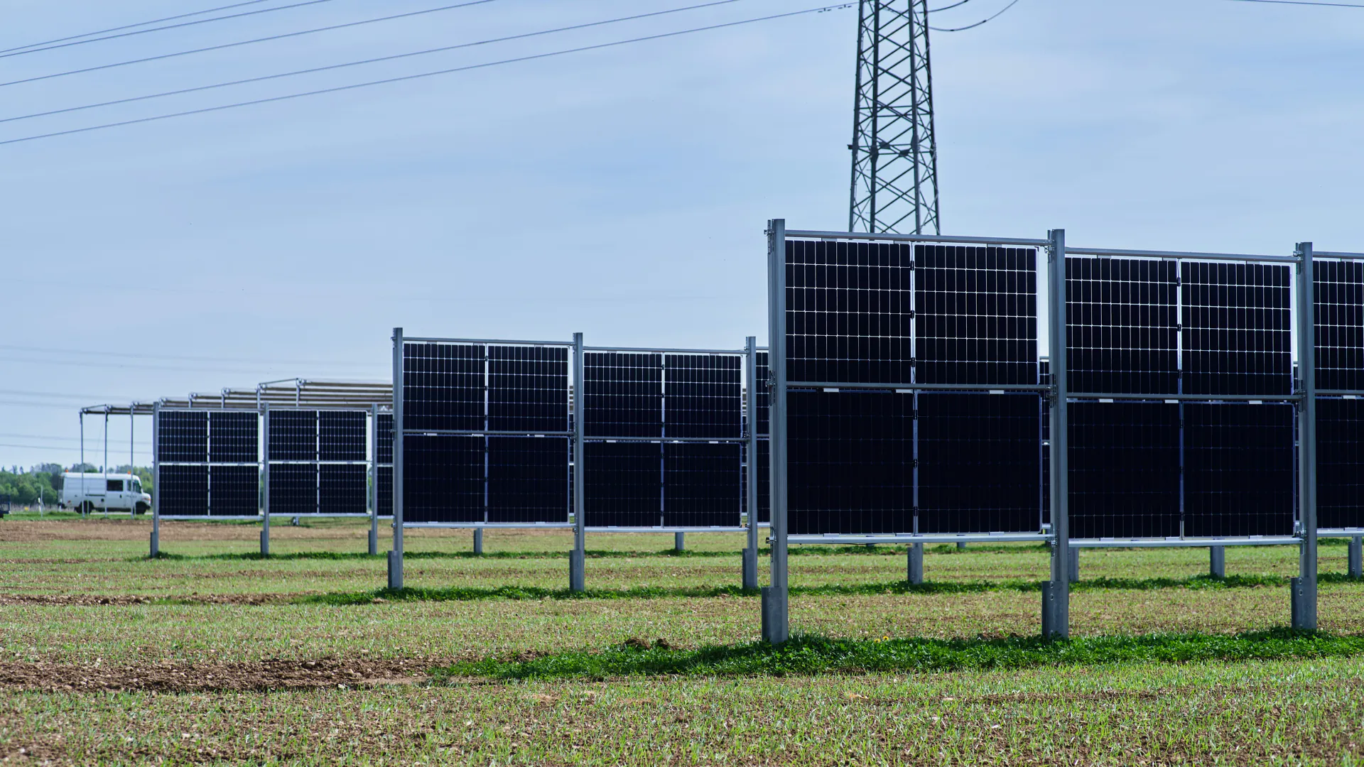 Construction site of a solar park - project development for renewable energies up to construction maturity