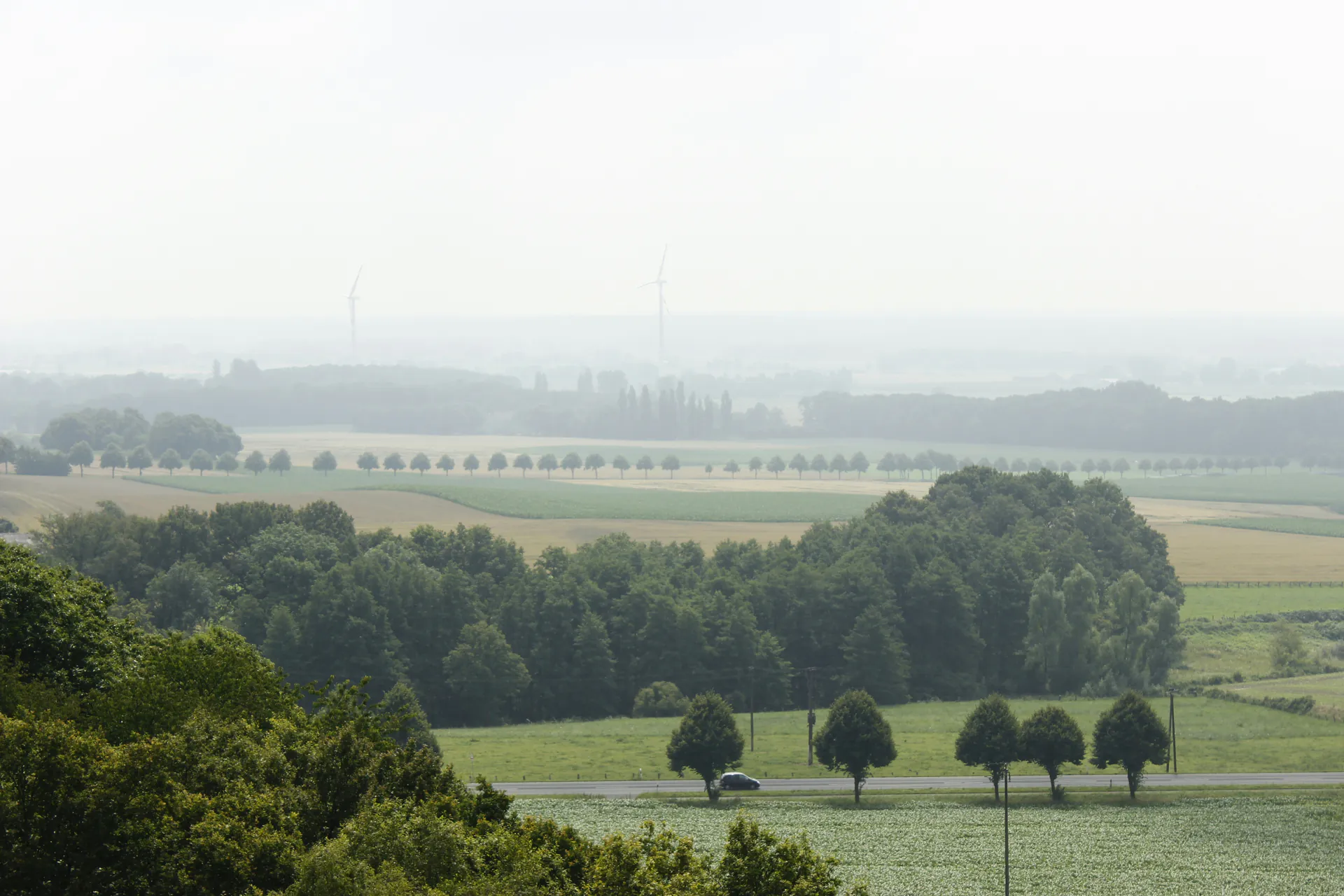 Wind turbines from the air - project location in Germany